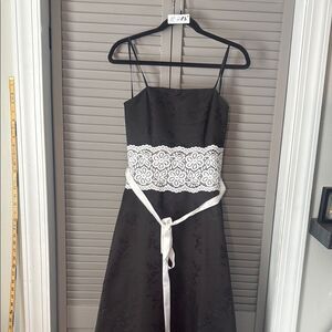 Elegant Black and White Lace Dress